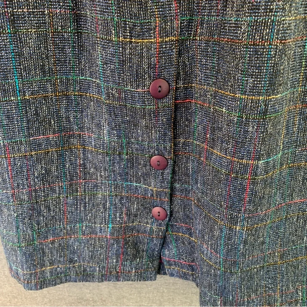 Vintage Classic Navy Tweed Pencil Skirt Women's Size 12 Made in USA 70s 80s Wool